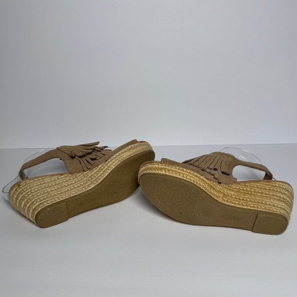 Minnetonka Ashley Soft Suede Peep-toe Taupe Wedge US 9 - Picture 9 of 9